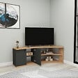 HABITAT ET JARDIN - Meuble TV d'angle en bois "Termera" - 135 x 67 x 48 cm - Marron - vignette