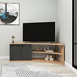 HABITAT ET JARDIN - Meuble TV d'angle en bois "Termera" - 135 x 67 x 48 cm - Marron - vignette