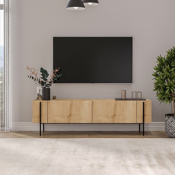 HABITAT ET JARDIN - Meuble TV en bois "Herman" - 160 x 31 x 45 cm - Beige - large
