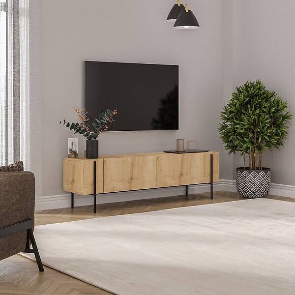 HABITAT ET JARDIN - Meuble TV en bois "Herman" - 160 x 31 x 45 cm - Beige - large
