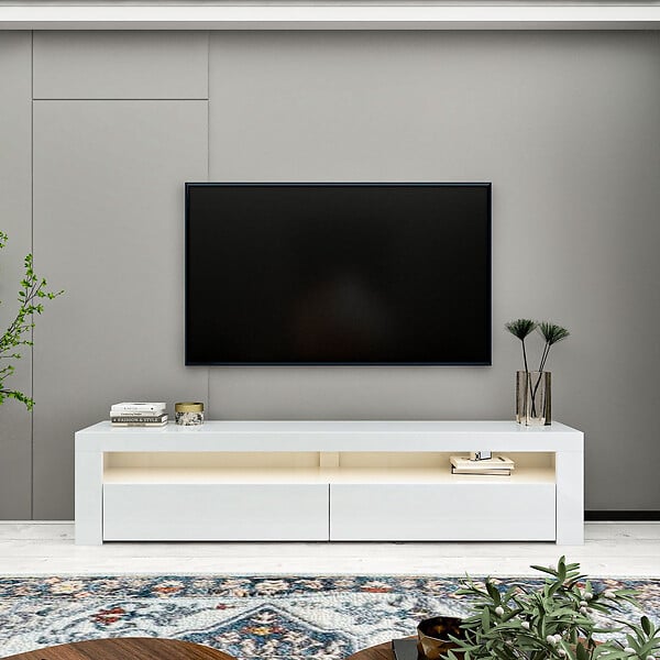 HABITAT ET JARDIN - Meuble TV en bois "Bati" - 150 x 36 x 46 cm - Blanc - large