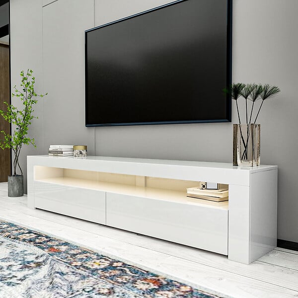 HABITAT ET JARDIN - Meuble TV en bois "Bati" - 150 x 36 x 46 cm - Blanc - large