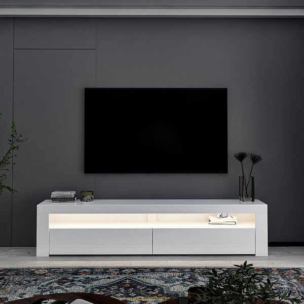 HABITAT ET JARDIN - Meuble TV en bois "Bati" - 150 x 36 x 46 cm - Blanc - large