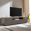HABITAT ET JARDIN - Meuble TV en bois "Veramont" - 180 x 44 x 44 cm - Gris anthracite - vignette