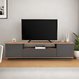 HABITAT ET JARDIN - Meuble TV en bois "Veramont" - 180 x 44 x 44 cm - Gris anthracite - vignette