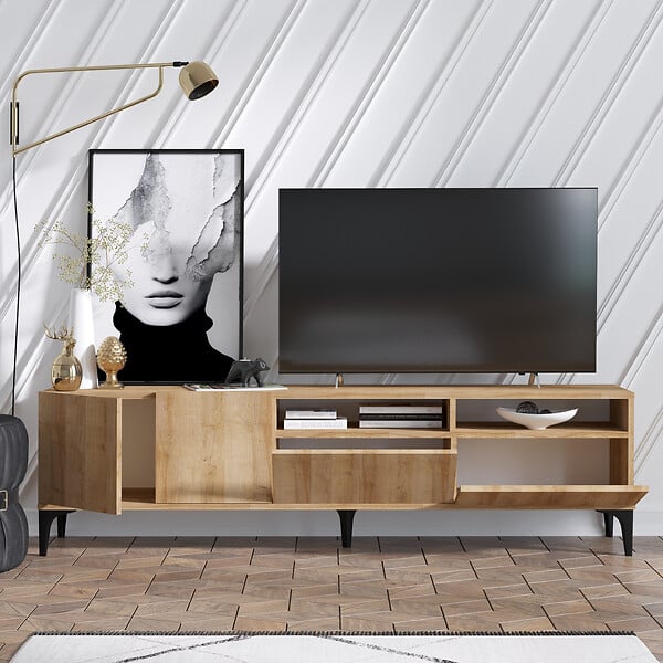 HABITAT ET JARDIN - Meuble TV en bois "Ross" - 180 x 35 x 52 cm - Chêne - large