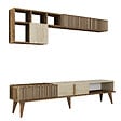 HABITAT ET JARDIN - Meuble TV en bois "Milan" - 180 x 35 x 40 cm - Noyer, Travertin - vignette