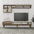 HABITAT ET JARDIN - Meuble TV en bois "Milan" - 180 x 35 x 40 cm - Noyer, Travertin - vignette
