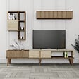 HABITAT ET JARDIN - Meuble TV en bois "Milan" - 180 x 35 x 40 cm - Noyer, Travertin - vignette