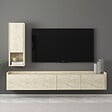 HABITAT ET JARDIN - Meuble TV avec étagère murale en bois "Sema" - 160 x 30 x 35 cm - Travertin - vignette