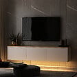 HABITAT ET JARDIN - Meuble TV suspendu en bois avec éclairage LED "Neon" - 160 x 32 x 35 cm - Blanc - vignette