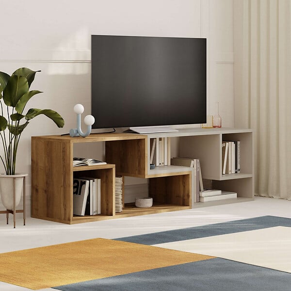 HABITAT ET JARDIN - Meuble TV modulable en bois "Glis" - 145 x 35 x 44 cm - Beige - large