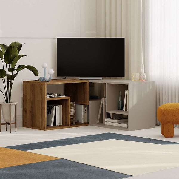HABITAT ET JARDIN - Meuble TV modulable en bois "Glis" - 145 x 35 x 44 cm - Beige - large