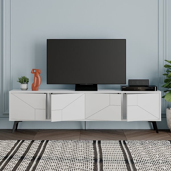 HABITAT ET JARDIN - Meuble TV en bois "Dune" - 180 x 29 x 50 cm - Blanc - large