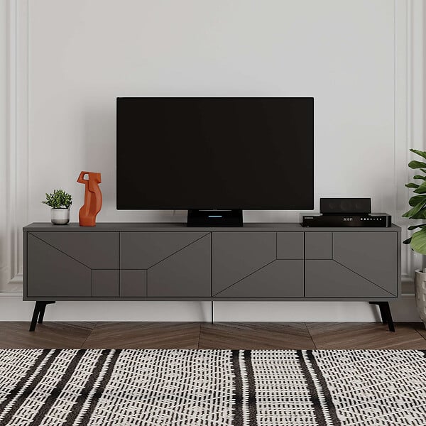HABITAT ET JARDIN - Meuble TV en bois "Dune" - 180 x 29 x 50 cm - Gris anthracite - large