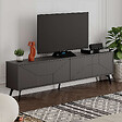 HABITAT ET JARDIN - Meuble TV en bois "Dune" - 180 x 29 x 50 cm - Gris anthracite - vignette