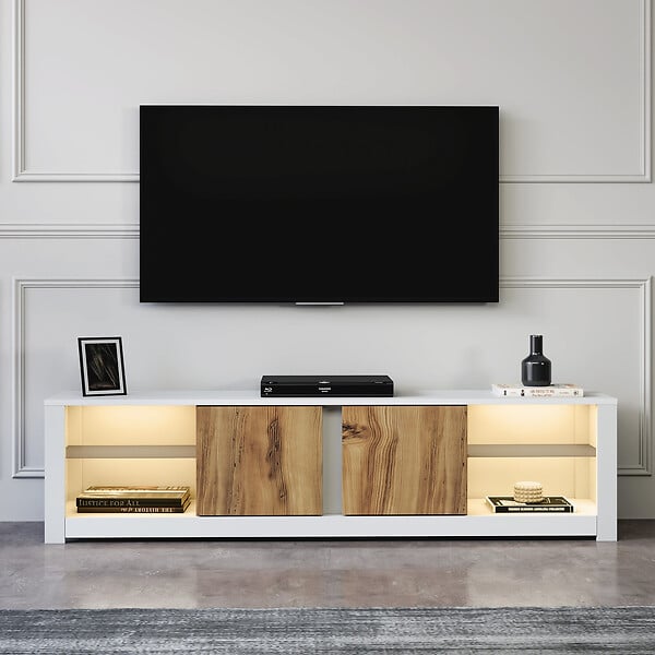 HABITAT ET JARDIN - Meuble TV en bois "Aydos" 180 x 35 x 45 cm - Blanc - large