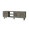 HABITAT ET JARDIN - Meuble TV en bois et cannage "Bohemian" - 160 x 40 x 56 cm - Vert - vignette