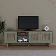 HABITAT ET JARDIN - Meuble TV en bois et cannage "Bohemian" - 160 x 40 x 56 cm - Vert - vignette