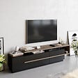 HABITAT ET JARDIN - Meuble TV en bois "Basak" - 180 x 40 x 46 cm - Noir - vignette