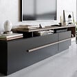 HABITAT ET JARDIN - Meuble TV en bois "Basak" - 180 x 40 x 46 cm - Noir - vignette