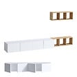 HABITAT ET JARDIN - Meuble TV suspendu avec étagère murale en bois "Pia"- 215 x 32 x 25 cm - Blanc - vignette