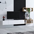 HABITAT ET JARDIN - Meuble TV suspendu avec étagère murale en bois "Pia"- 215 x 32 x 25 cm - Blanc - vignette