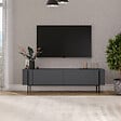 HABITAT ET JARDIN - Meuble TV en bois "Herman" - 160 x 31 x 45 cm - Gris anthracite - vignette