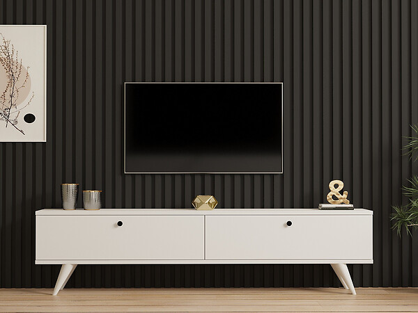 HABITAT ET JARDIN - Meuble TV en bois "Paris" - 160 x 25 x 40 cm - Blanc - large