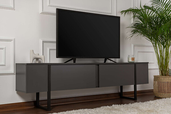 HABITAT ET JARDIN - Meuble TV en bois "Serenity" 180 x 30 x 50 cm - Anthracite - large