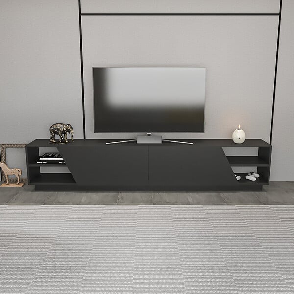 HABITAT ET JARDIN - Meuble TV en bois "Rhodes" - 240 x 37 x 47 cm - Gris anthracite - large