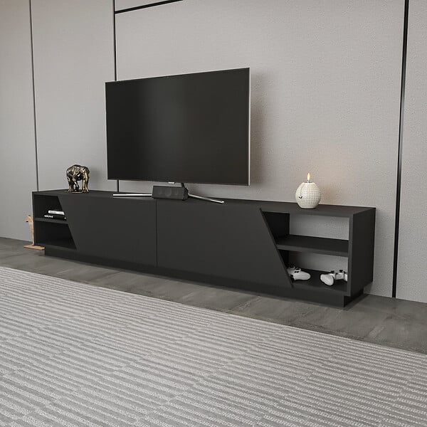 HABITAT ET JARDIN - Meuble TV en bois "Rhodes" - 240 x 37 x 47 cm - Gris anthracite - large