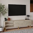 HABITAT ET JARDIN - Meuble TV en bois "River" - 150 x 31 x 48 cm - Travertin - vignette