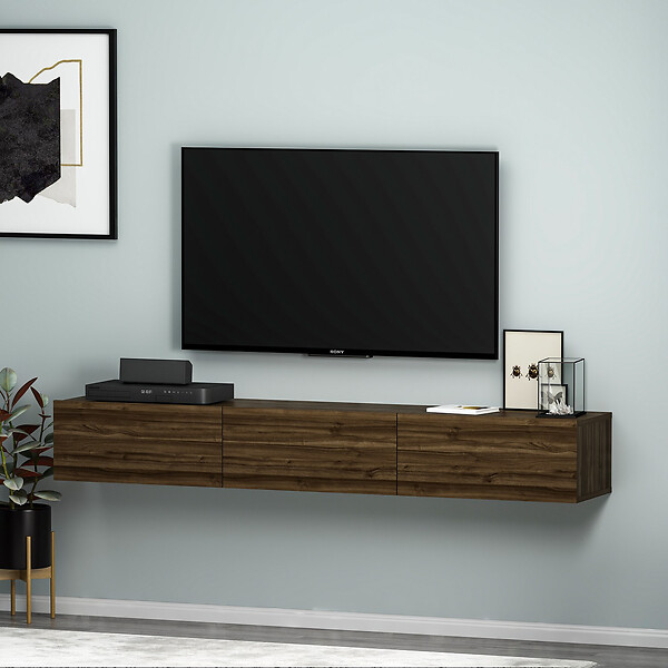HABITAT ET JARDIN - Meuble TV en bois "Terra" - 180 x 31 x 26 cm - Marron - large