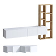 HABITAT ET JARDIN - Meuble TV en bois "Pana" - 182 x 32 x 25 cm - Blanc, Chêne - vignette
