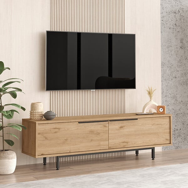 HABITAT ET JARDIN - Meuble TV en bois "Calvin" - 160 x 35 x 45 cm - Marron - large