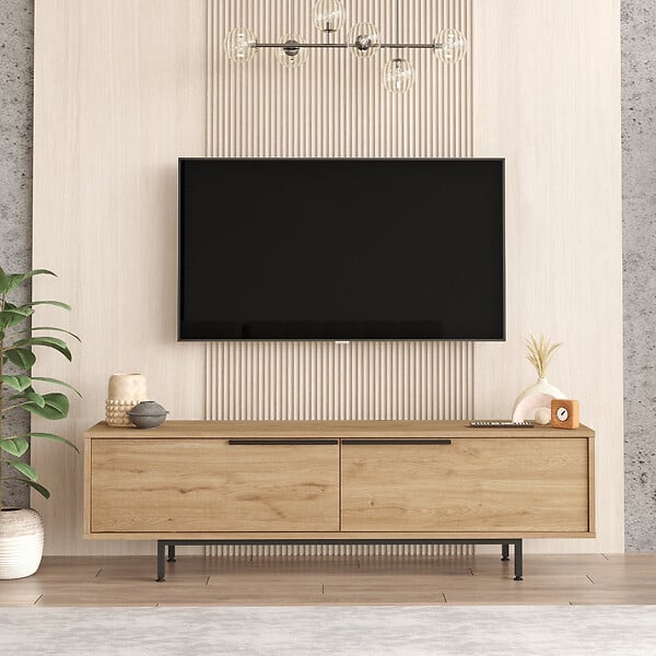 HABITAT ET JARDIN - Meuble TV en bois "Calvin" - 160 x 35 x 45 cm - Marron - large