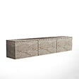 HABITAT ET JARDIN - Meuble TV suspendu en bois avec éclairage LED "Neon illuminated" - 160 x 32 x 35 cm - Travertin - vignette