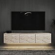 HABITAT ET JARDIN - Meuble TV suspendu en bois avec éclairage LED "Neon illuminated" - 160 x 32 x 35 cm - Travertin - vignette