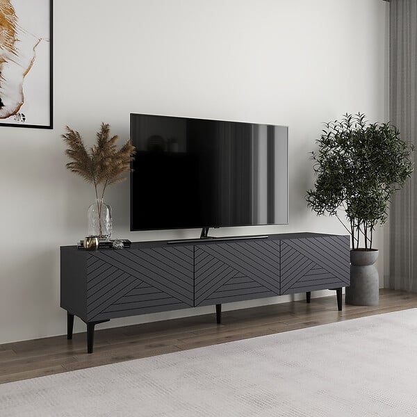 HABITAT ET JARDIN - Meuble TV en bois "Felix" 160 x 31,4 x 44,1 cm - Anthracite - large