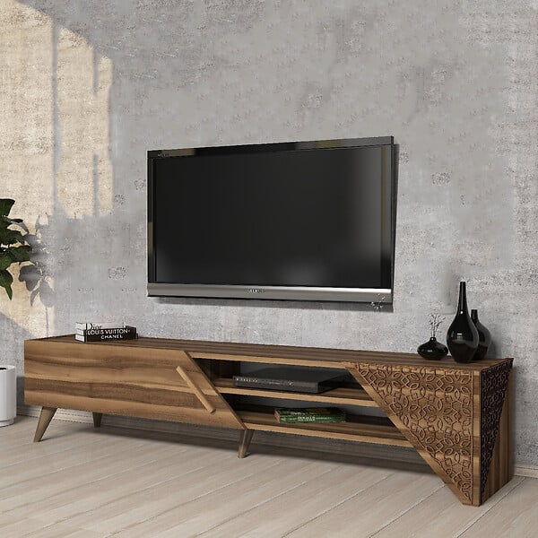 HABITAT ET JARDIN - Meuble TV en bois "Beril" - 180 x 40 x 37 cm - Noyer - large