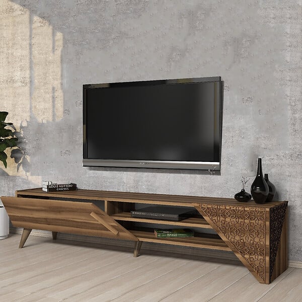 HABITAT ET JARDIN - Meuble TV en bois "Beril" - 180 x 40 x 37 cm - Noyer - large