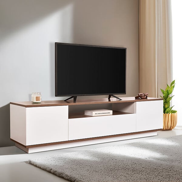 HABITAT ET JARDIN - Meuble TV en bois "Veramont" - 180 x 44 x 44 cm - Marron foncé - large