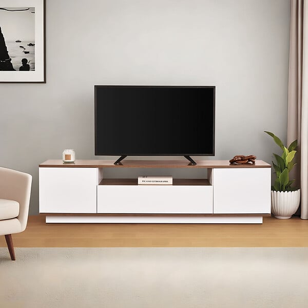 HABITAT ET JARDIN - Meuble TV en bois "Veramont" - 180 x 44 x 44 cm - Marron foncé - large