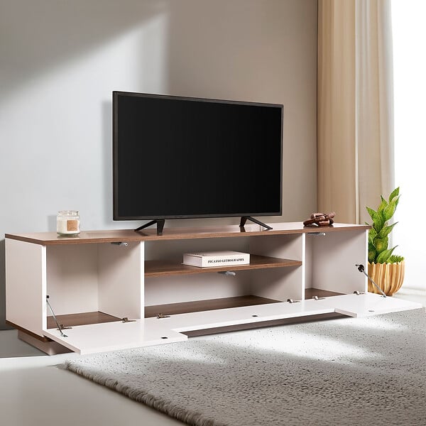 HABITAT ET JARDIN - Meuble TV en bois "Veramont" - 180 x 44 x 44 cm - Marron foncé - large