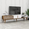 HABITAT ET JARDIN - Meuble TV en bois "Milan" - 180 x 35 x 40 cm - Noyer, Blanc - vignette
