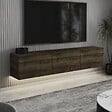 HABITAT ET JARDIN - Meuble TV suspendu en bois avec éclairage LED "Neon" - 160 x 32 x 35 cm - Marron foncé - vignette