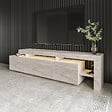HABITAT ET JARDIN - Meuble TV en bois "Beliz" - 192 x 37 x 53 cm - Travertin - vignette