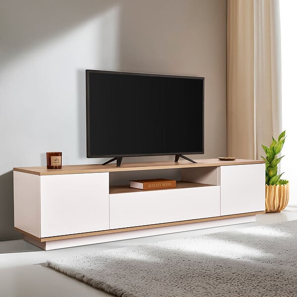 HABITAT ET JARDIN - Meuble TV en bois "Veramont" - 180 x 44 x 44 cm - Marron clair - large