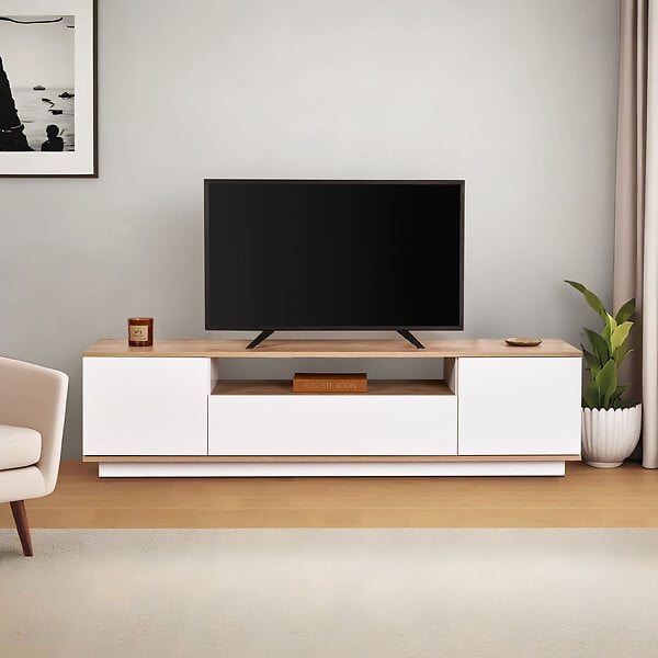 HABITAT ET JARDIN - Meuble TV en bois "Veramont" - 180 x 44 x 44 cm - Marron clair - large